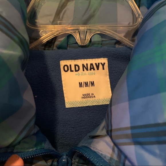 Old Navy Blue Plaid Puffy Vest - Picture 6 of 8